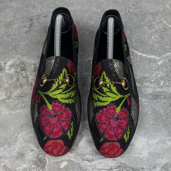 GUCCI Horsebit Jordaan Loafer Flower Multicolor Lurex Fabric 6.5 US or 36.5 EUR - Picture 5 of 13